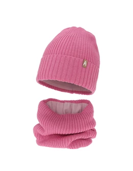 Set caciula cu fular circular Peggy ciclam