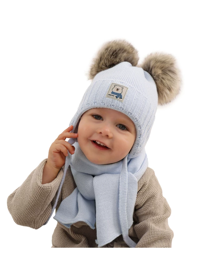 Set caciula cu fular Jewel albastru picture - 2