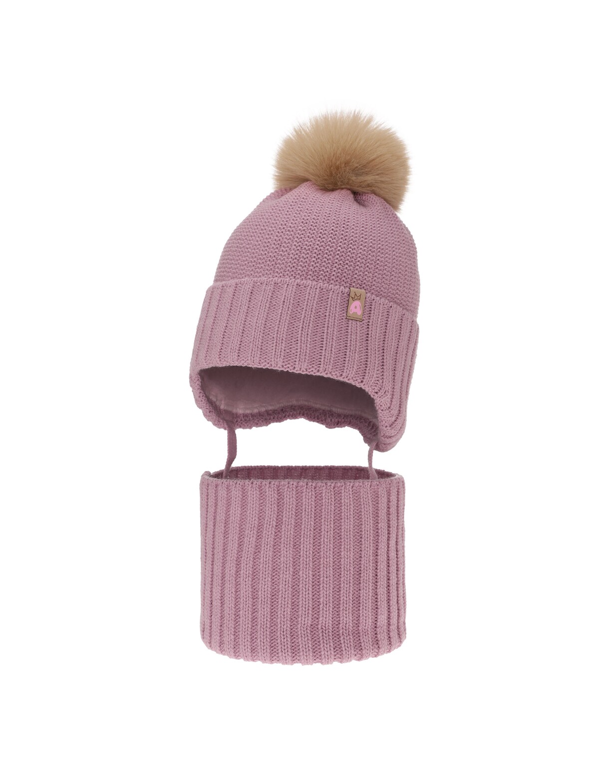 Set caciulita cu burlan KAYA roz pal