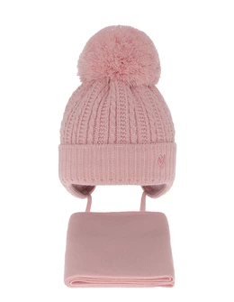 Set caciulita cu fular Marisa roz