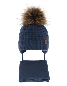 Set caciulita cu fular Salam albastru inchis