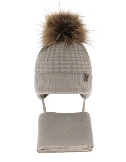 Set caciulita cu fular Salam bej