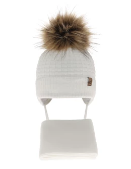 Set caciulita cu fular Salam ecru