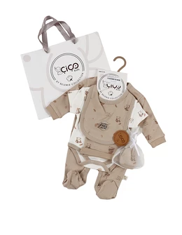 Set cadou 5 piese, imprimeu panda, bej