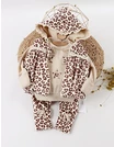 Set catifelat, 3 piese cu vesta Leopard, bej picture - 1