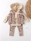 Set catifelat, 3 piese cu vesta Leopard, bej picture - 3