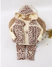 Set catifelat, 3 piese cu vesta Leopard, crem picture - 1