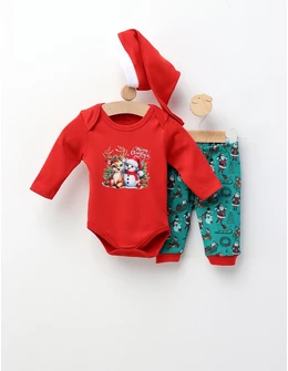 Set Craciun 3 piese, Ren si Om de Zapada, rosu