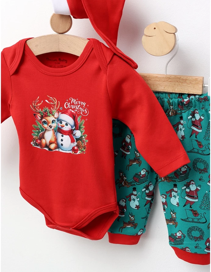 Set Craciun 3 piese, Ren si Om de Zapada, rosu picture - 2