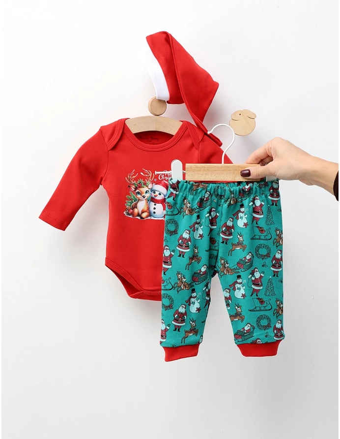 Set Craciun 3 piese, Ren si Om de Zapada, rosu picture - 3