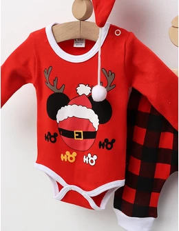 Set Craciun Micky Ren 3 piese, rosu