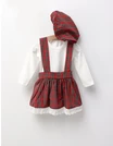 Set cu fustita, bluza, boneta, alb-rosu picture - 4