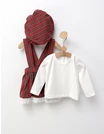 Set cu fustita, bluza, boneta, alb-rosu picture - 5
