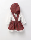 Set cu fustita, bluza, boneta, alb-rosu picture - 7