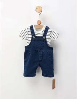 Set de vara, salopeta blug+tricou, albastru