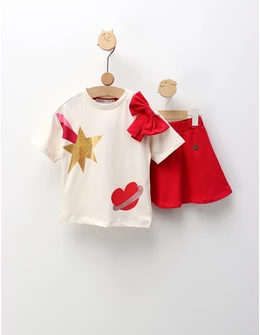 Set de vara, Super Star Girl, ecru-ciclam
