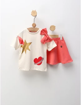 Set de vara, Super Star Girl, ecru-corai aprins