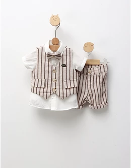 Set elegant 4 piese din in crem-maro