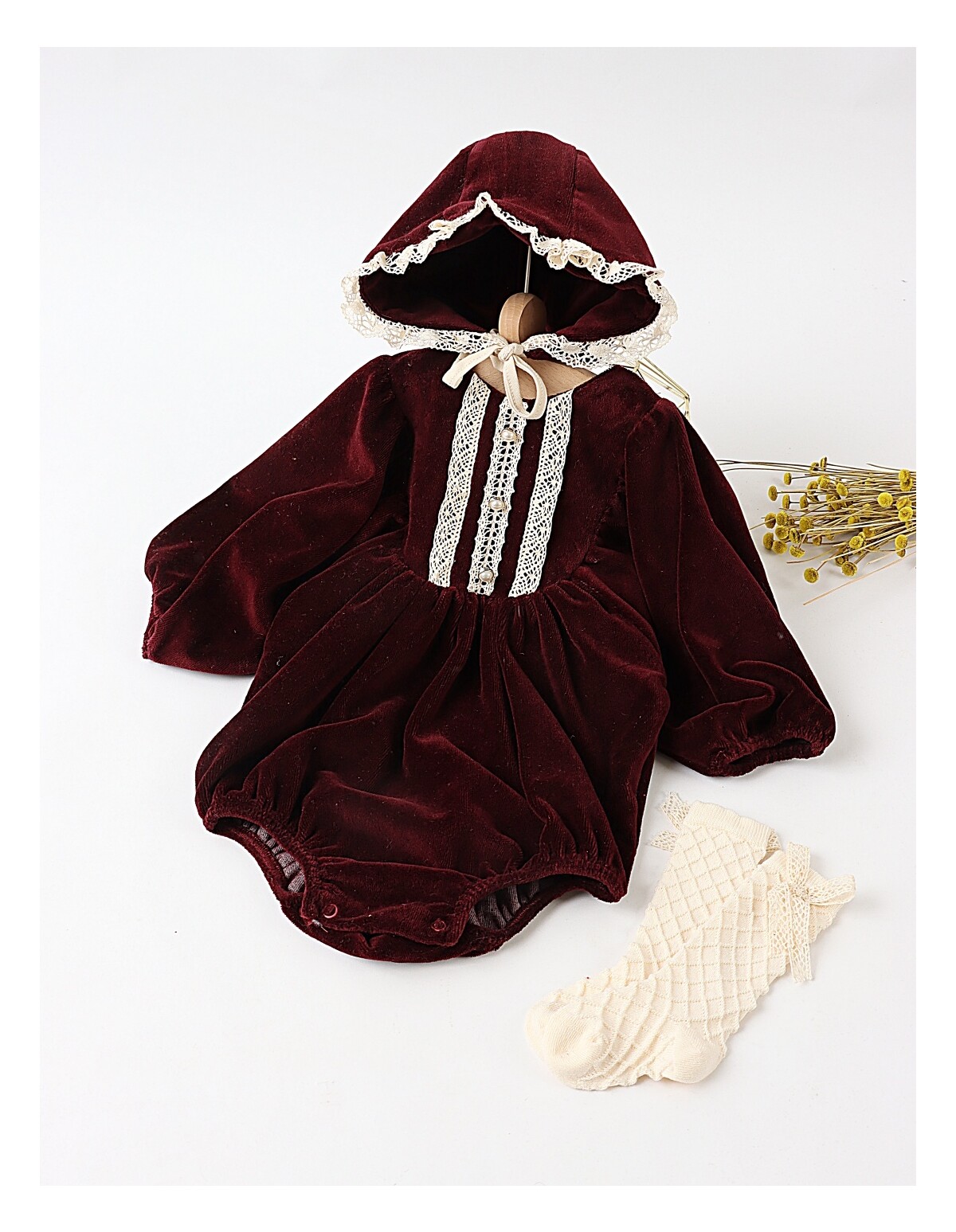 Set elegant catifelat premium, Josephine, burgundy