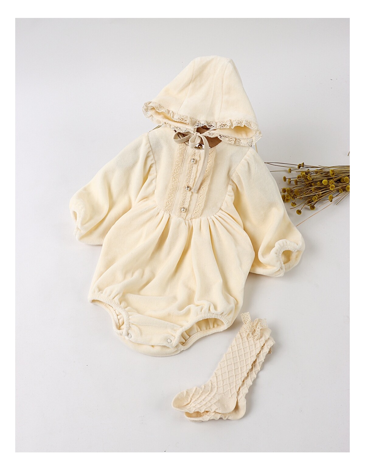 Set elegant catifelat premium, Josephine, crem