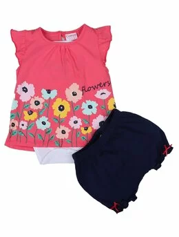 Set flowers 3 piese model ciclam 80 (9-12 luni)