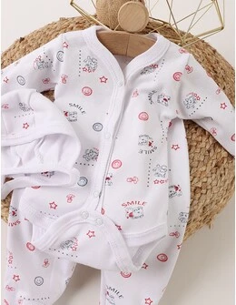 Set greieras bebelusi Baby-Smile, alb-rosu