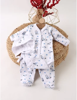 Set greieras bebelusi Dalmatian, alb-albastru