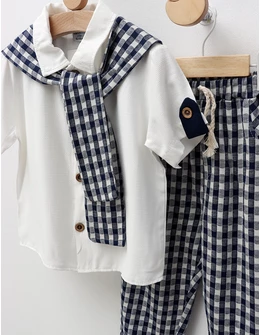 Set lejer de vara, Fashion Style, alb-albastru