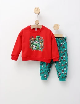 Set Merry Christmas-Snow Man, rosu-verde 92(18-24 luni)