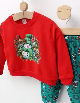 Set Merry Christmas-Snow Man, rosu-verde