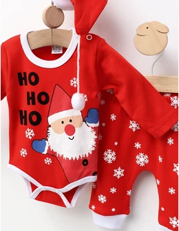 Set Otto Craciun 3 piese model rosu