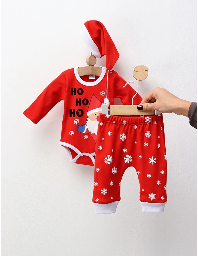 Set Otto Craciun 3 piese model rosu picture - 3