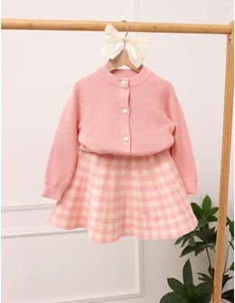 Set Pulover + Fusta, Iris model cu roz