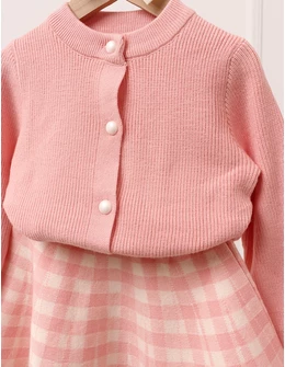 Set Pulover + Fusta, Iris model cu roz