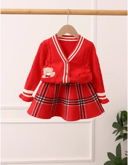 Set Pulover + Fusta, model rosu