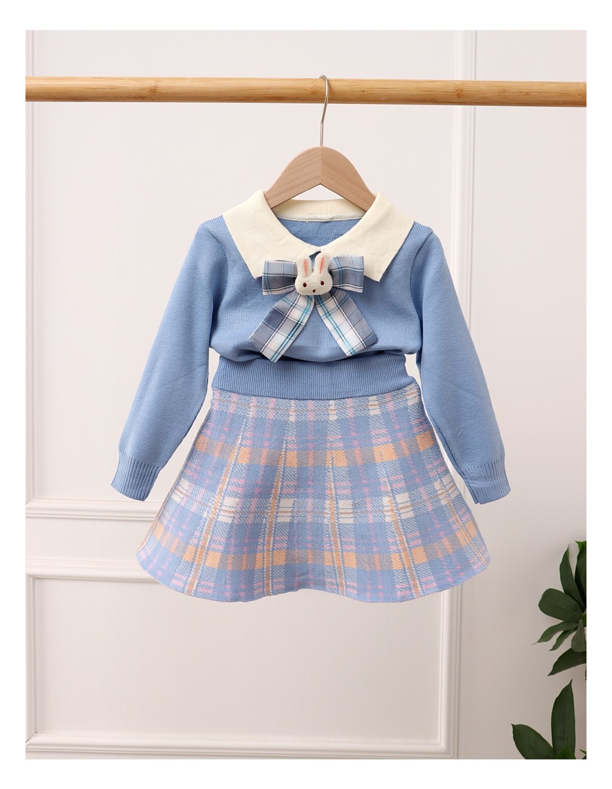 Set Pulover + Fusta + Brosa, Evelyn blue