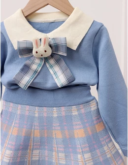 Set Pulover + Fusta + Brosa, Evelyn blue