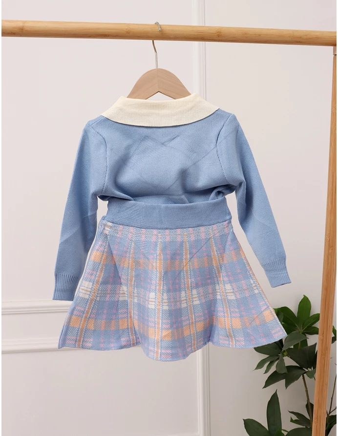 Set Pulover + Fusta + Brosa, Evelyn blue picture - 3