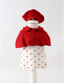 Set Rochita, Bereta, Bolerou,cu inimioare, alb-rosu