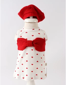 Set Rochita, Bereta, Bolerou,cu inimioare, alb-rosu