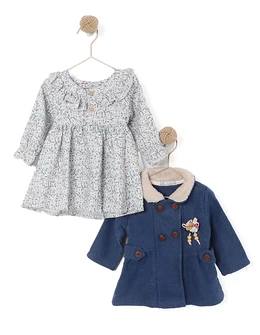Set rochita si palton Mamobaby bleumarin 1