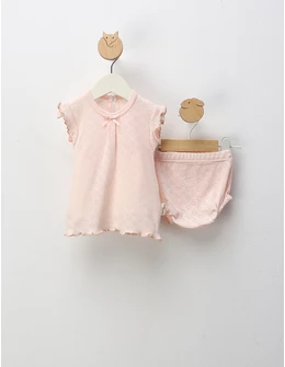 Set tricou + chilotel, cu inimioare, corai