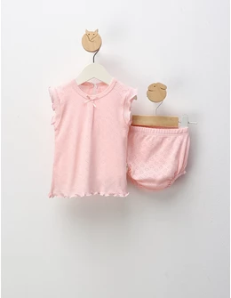 Set tricou + chilotel, cu inimioare, roz