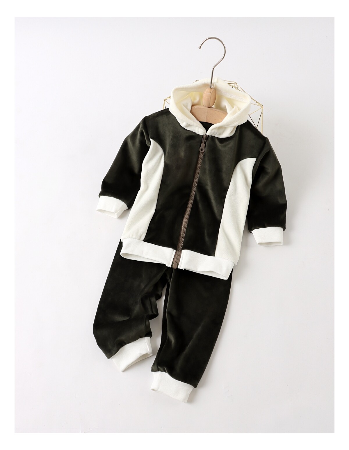 Trening de catifea Romania kaki-alb