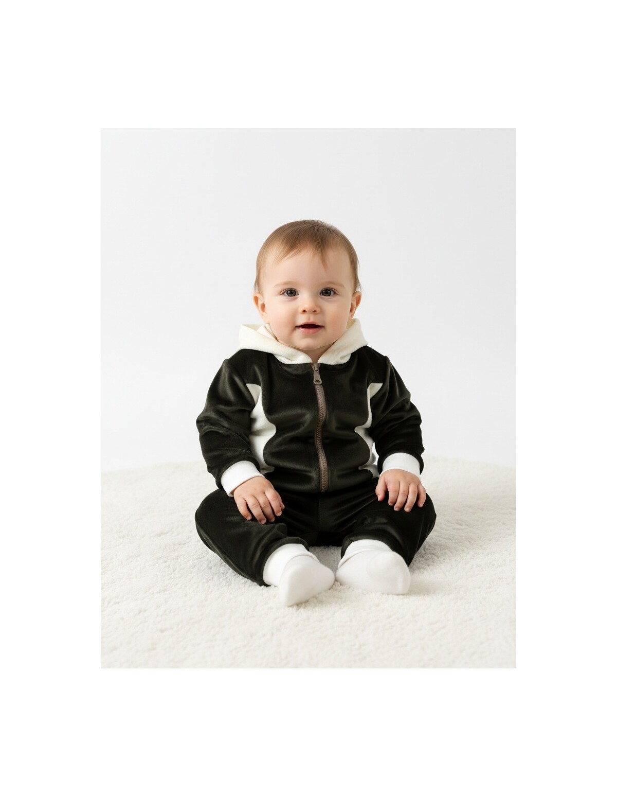 Trening de catifea Romania kaki-alb