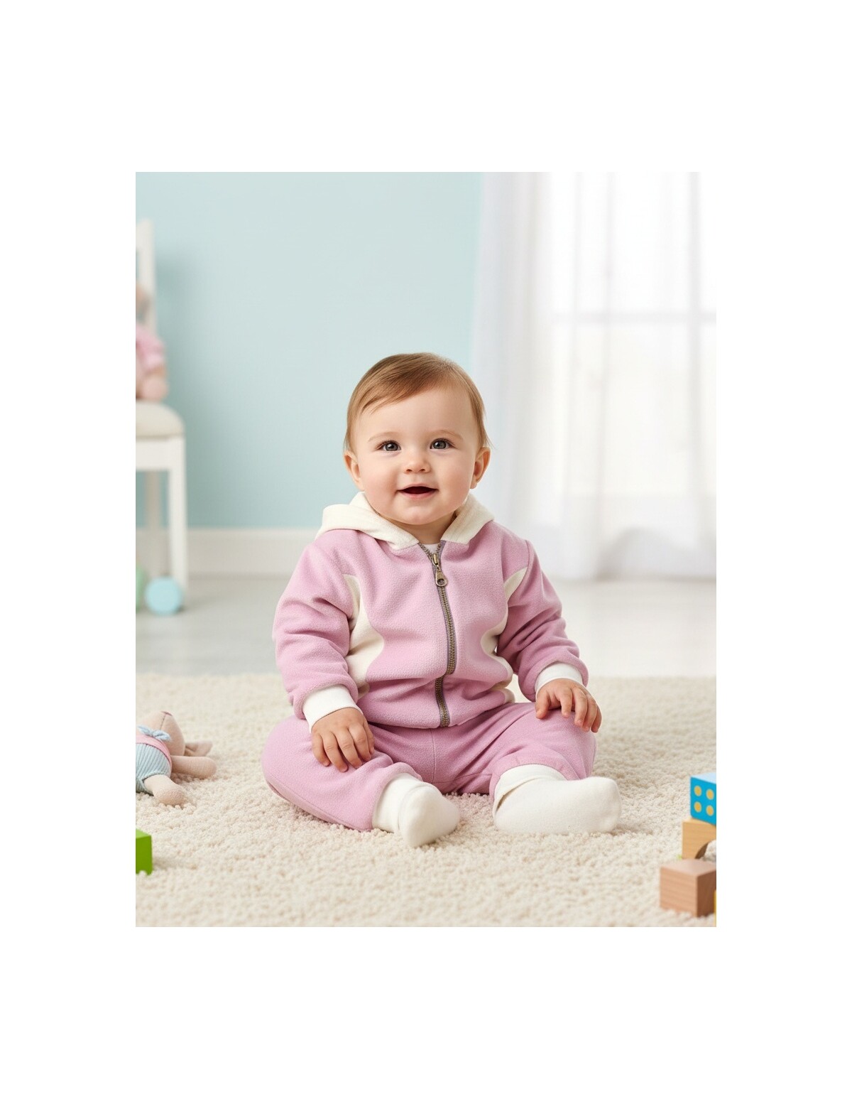 Trening de catifea Romania mov deschis-alb