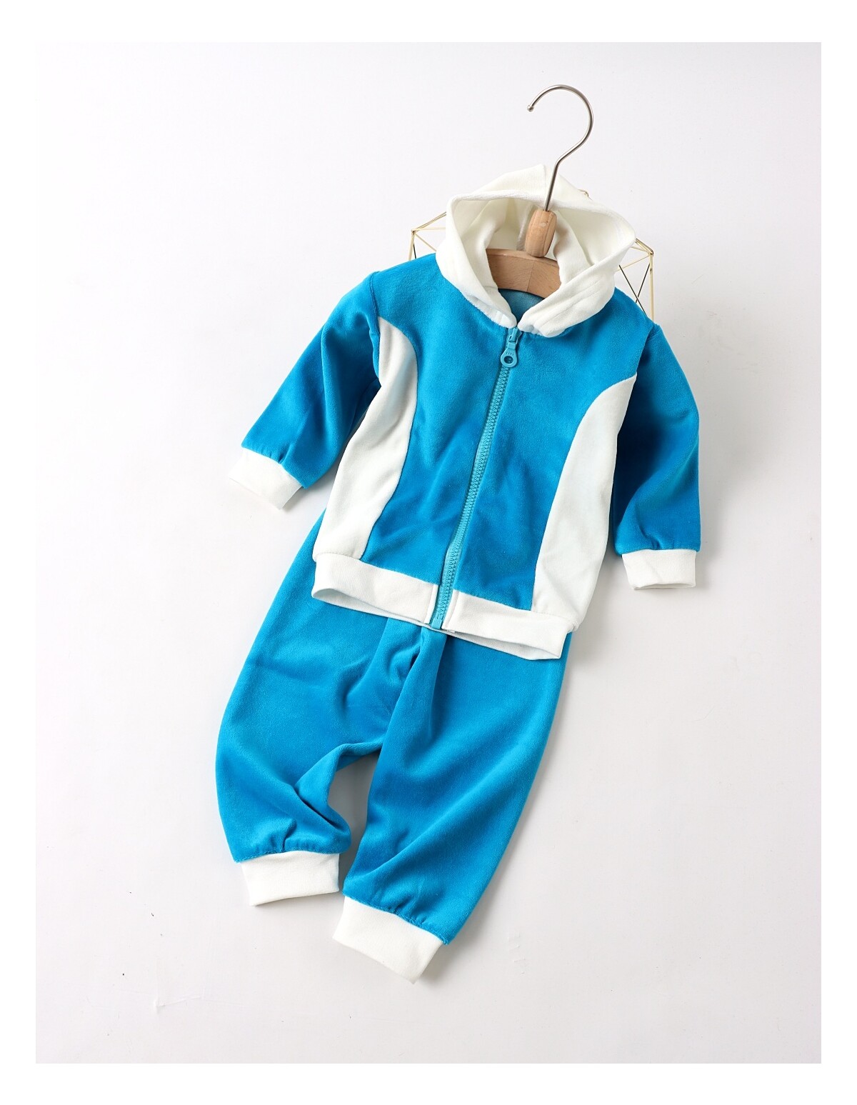 Trening de catifea Romania turcoaz-alb