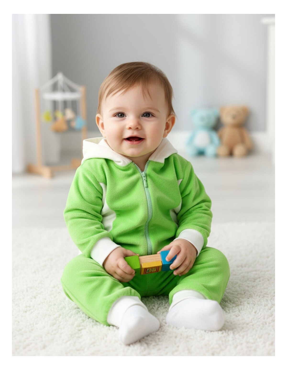 Trening de catifea Romania verde deschis-alb