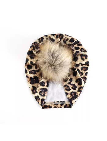 Turban catifelat leopard cu blanita artificiala