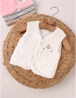 Vesta bebe minky elefant alb